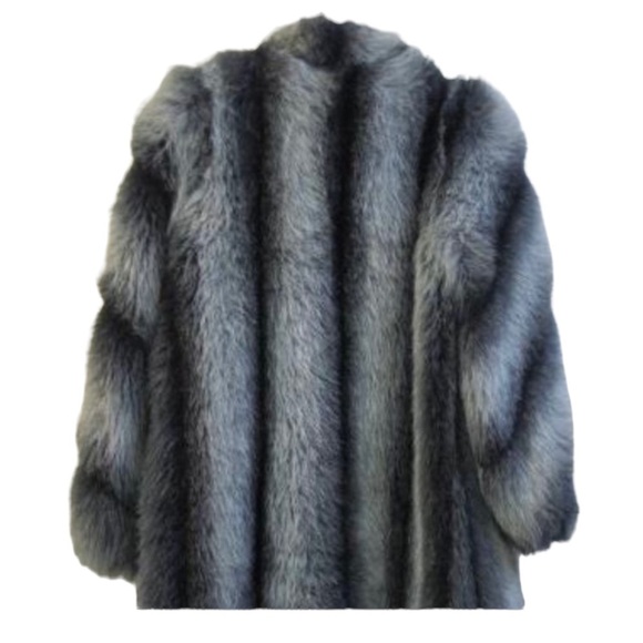 Outlayers Fur Coat Size 8 Black Gray - Picture 6 of 8